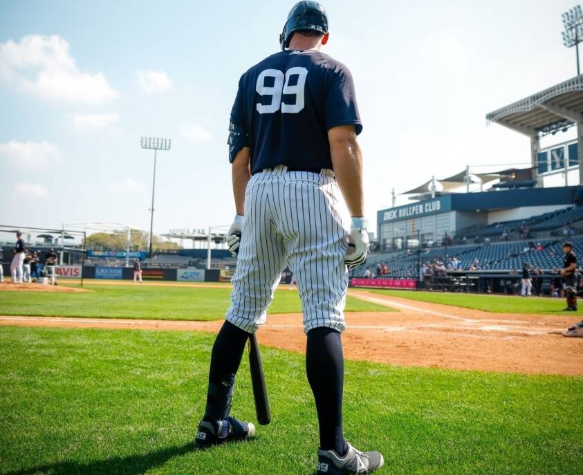 Aaron Judge, capitán de los Yankees de Nueva York, en el campo de entrenamiento de primavera de Tampa en enero de 2024.